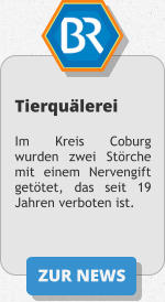 ZUR NEWS Tierquälerei  Im Kreis Coburg wurden zwei Störche mit einem Nervengift getötet, das seit 19 Jahren verboten ist.